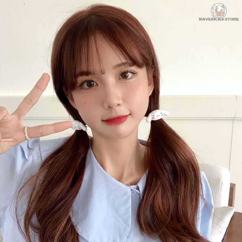 Dây buộc tóc co giãn hình chú chó cinnamon dễ thương phong cách Hàn Quốc