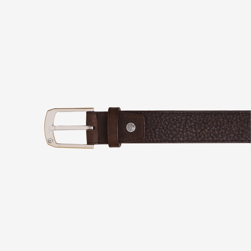 Thắt Lưng Nam Da Bò Màu Nâu Cao Cấp Mặt Khóa Tungsten Màu Trắng, Vàng WT Leather 149021501, 149011501