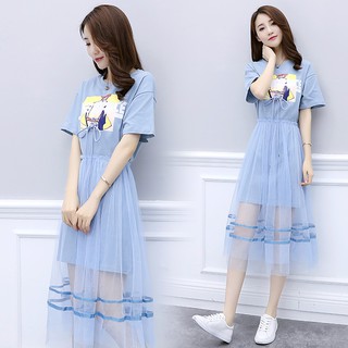 Đầm dạo phố chấ cotton phôi ren .cổ tron thắt dây ngực.
