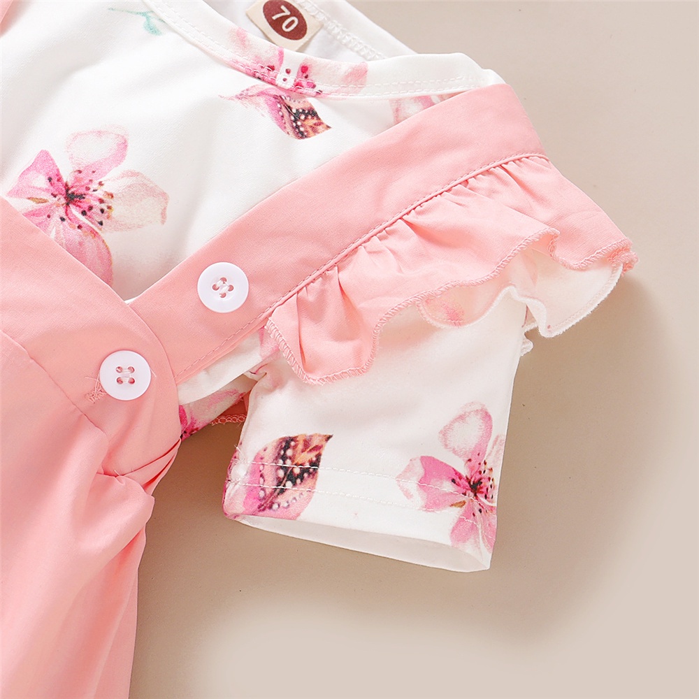Set đồ mùa hè 3 món MIKRDOO gồm áo liền quần + đầm yếm + băng đô cho bé gái sơ sinh