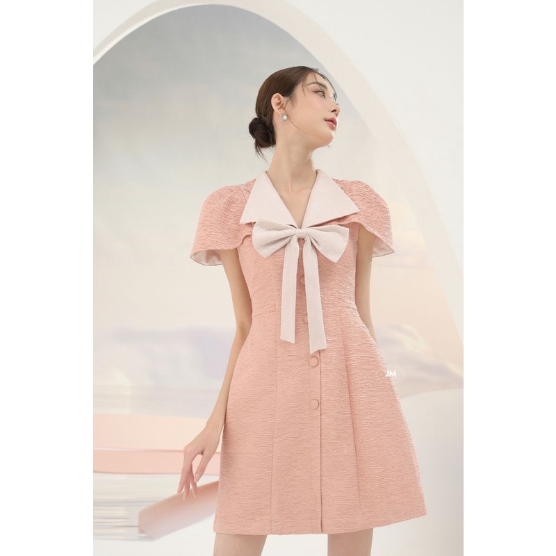Đầm JM Dress Desgin vai vuông cổ nơ 1P11.2207WF