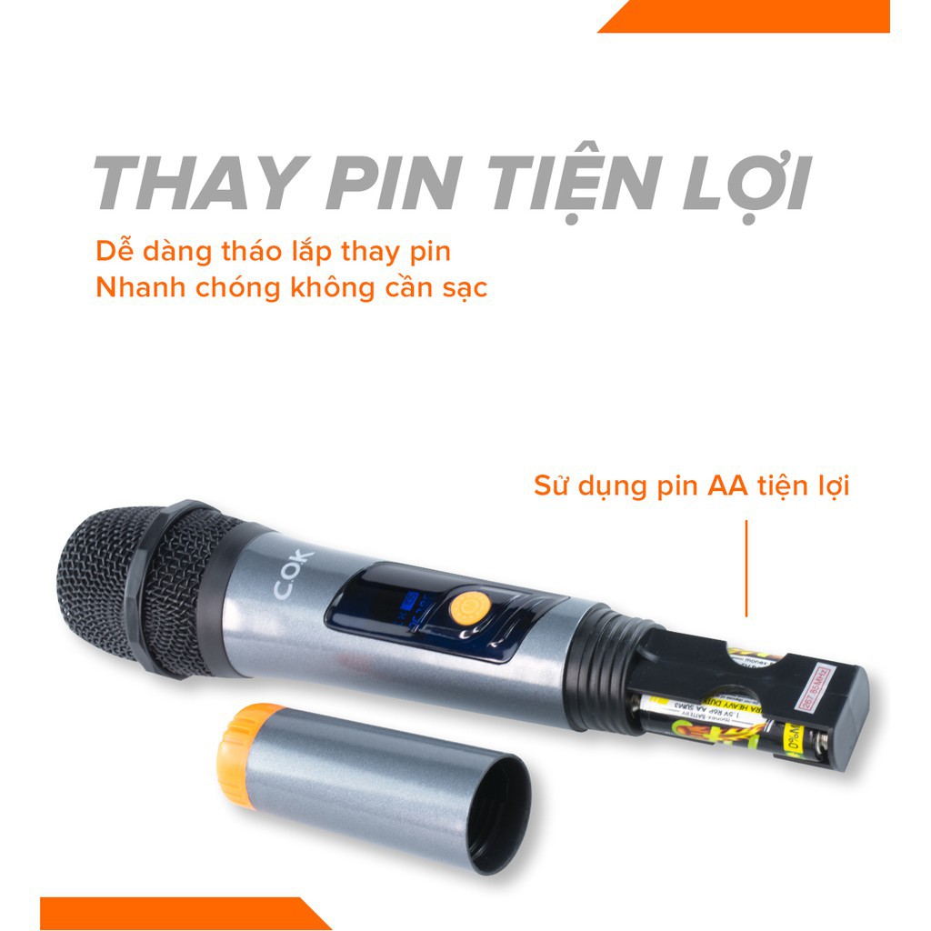 Micro không dây COK ST-106 [1 đầu thu tương thích 1 micro, phù hợp mọi loa kéo & amply có cổng Mic 6.5] BH 6 tháng