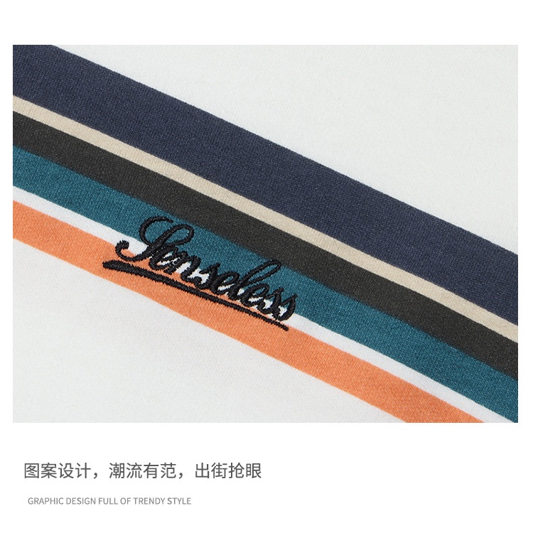Áo thun cổ tròn tay dài họa tiết kẻ sọc ngang thời trang đường phố hip hop cá tính dành cho cả nam và nữ