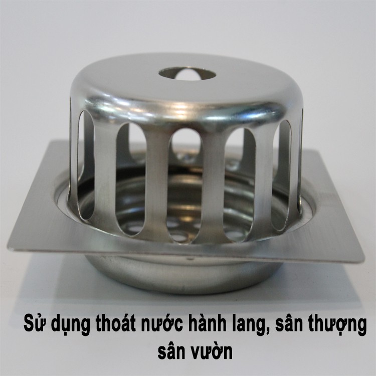 Cầu chắn rác thoát nước sân thượng, hành lang, sân vườn Inox 304, kiểu vuông, thoát nước nhanh