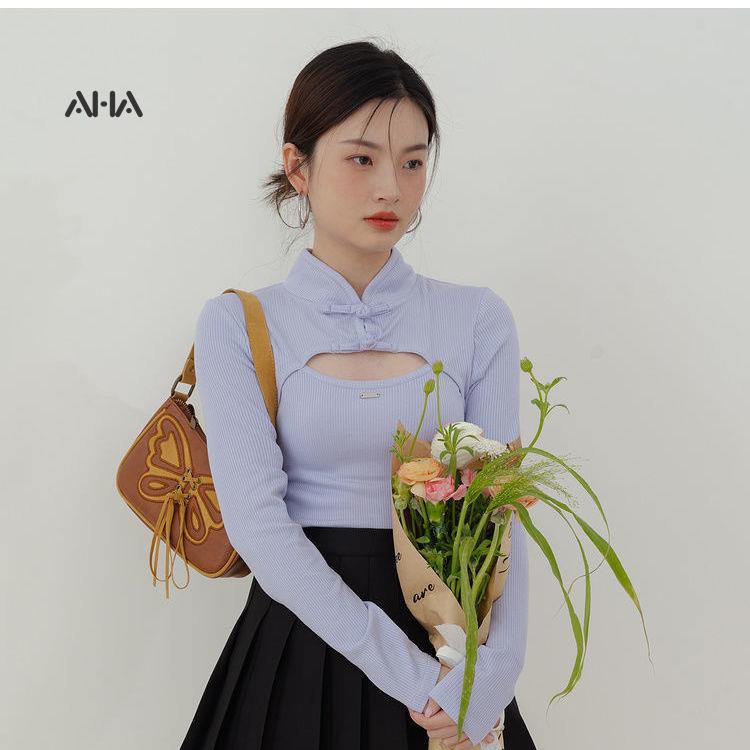 Túi xách AHA official kẹp dưới cánh tay thêu họa tiết phong cách retro Pháp