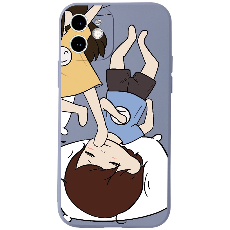 Ốp lưng JURSUE hoạt hình cặp đôi dễ thương đẹp cho iPhone 13 12 11 Pro Max SE 2020 X XR XS 8 7 ip 6S 6 Plus kute Y1817