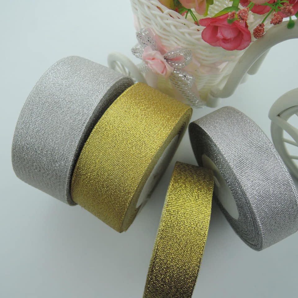 Dây Ruy Băng Kim Tuyến Màu Vàng Bảng 4Cm Lớn