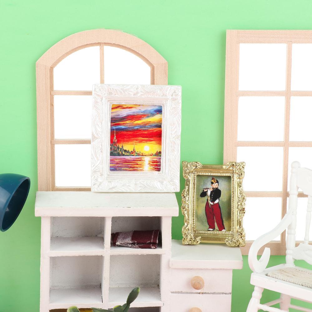 Bộ Tranh Sơn Dầu Mini Trang Trí Nhà Búp Bê