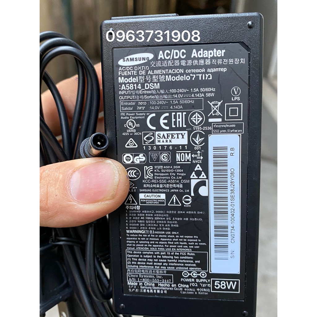 Adapter nguồn samsung 14V-4.143A 58w chính hãng