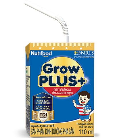 Lốc 4 hộp sữa pha sẵn Grow Plus xanh 110ml - Dinh dưỡng tăng cân cho bé trên 1 tuổi