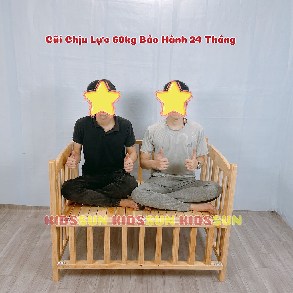 [Combo 3] Nôi Cũi Cho Bé Giường Cũi Gỗ Quế Màu Tự Nhiên Kích Thước [110x70x96cm] Chịu Lực Tới 60kg Kèm BX Hàng XK