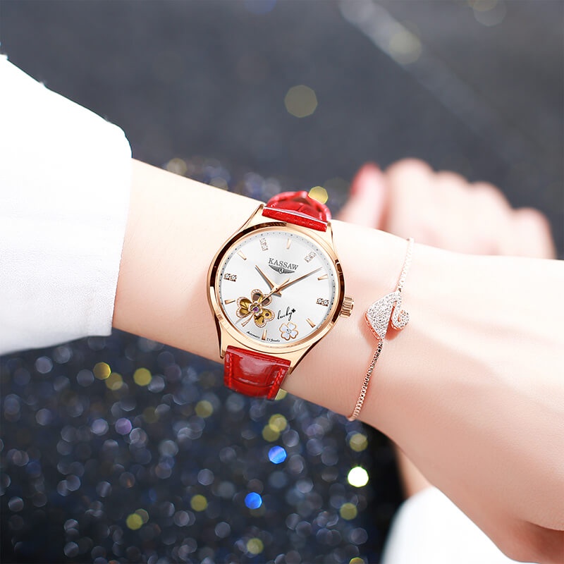 Đồng hồ nữ chính hãng KASSAW K820-5  Kính sapphire ,chống xước,Chống nước ,BH 24 tháng,Máy cơ (Automatic) ,dây da xịn