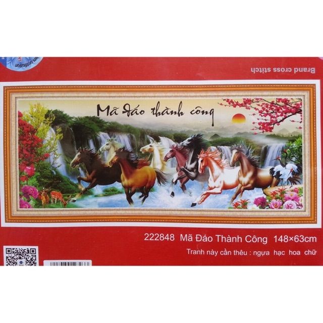 Tranh thêu chữ thập mã đáo thành công 222848(148×63)