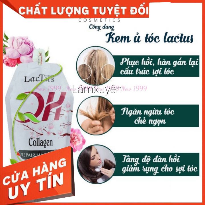 Kem hấp tóc COLLAGEN QH LACTUS dưỡng sinh phục hồi dưỡng sâu 500ml  cung cấp dưỡng chất giúp tóc chắc khoẻ