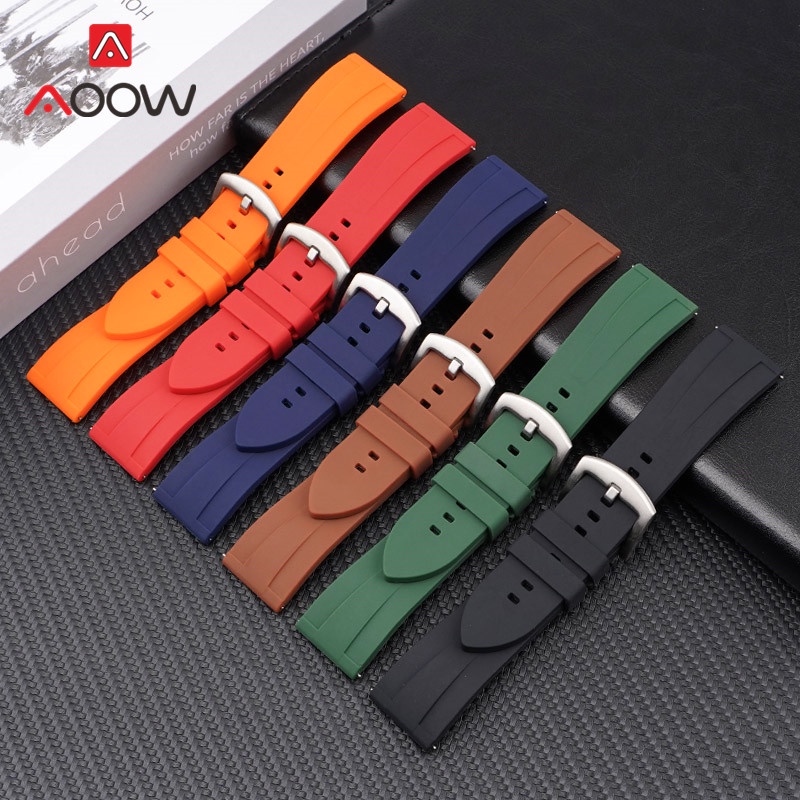 Dây Đeo Đồng Hồ Thể Thao Bằng Silicone Chống Thấm Nước Khóa Inox 22mm