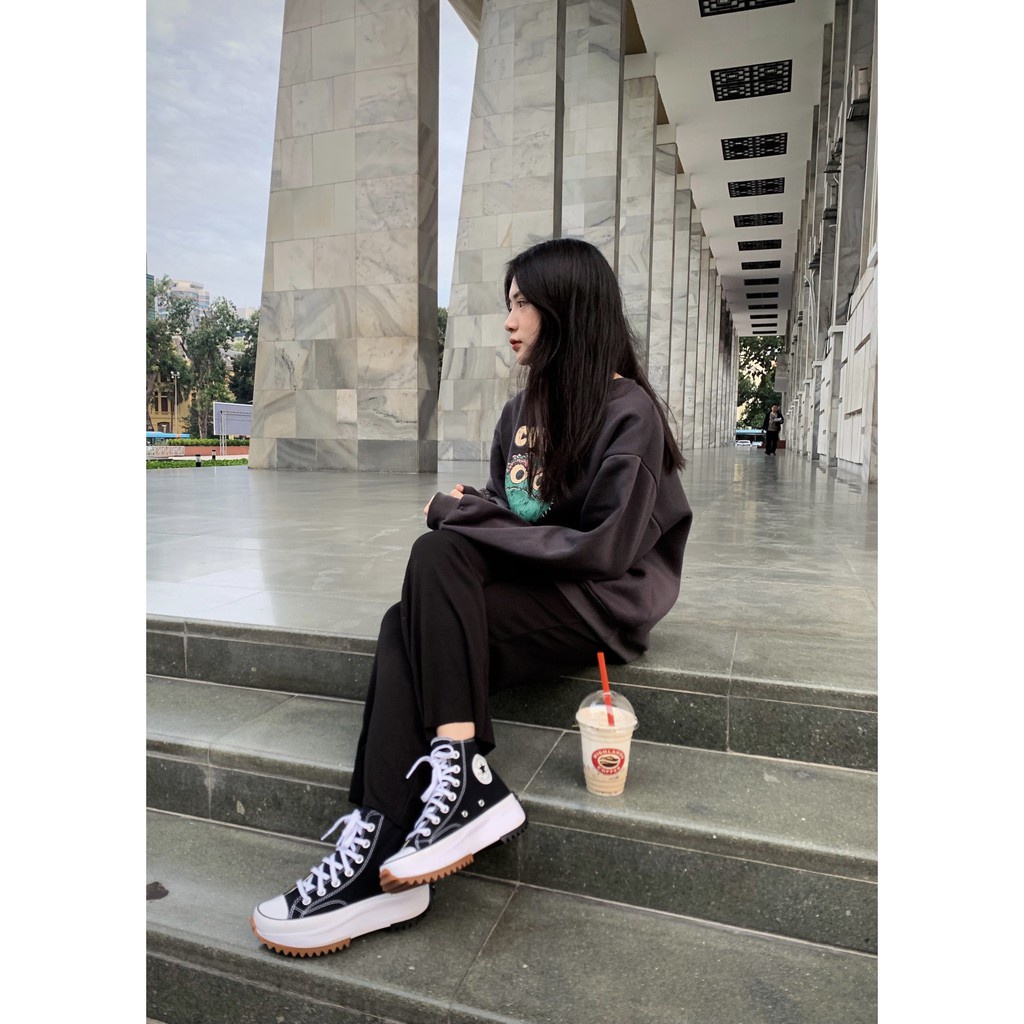 Giày Run Star Đen Trắng Cổ Cao Hike Twisted Classic Tăng Chiều Cao FreeShip Giao Nhanh - Giày Tốt Official