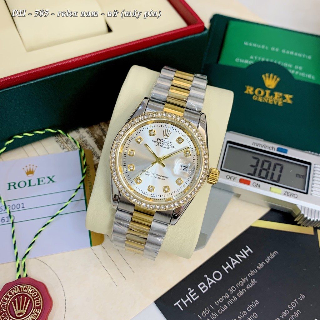 [rolex nam] Đồng hồ nam nữ Rolex - unisex viền đá dây kim loại chống nước DH505 | BigBuy360 - bigbuy360.vn