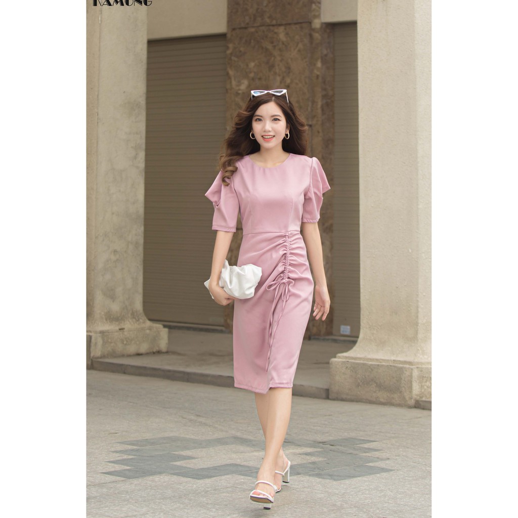 Đầm rút tùng tay đổ KAMONG D129