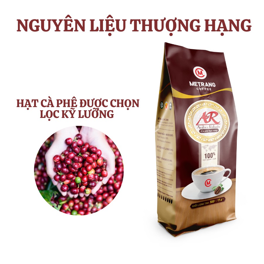 Cà phê Mê Trang Arabica Robusta (AR) - túi hạt rang 500g