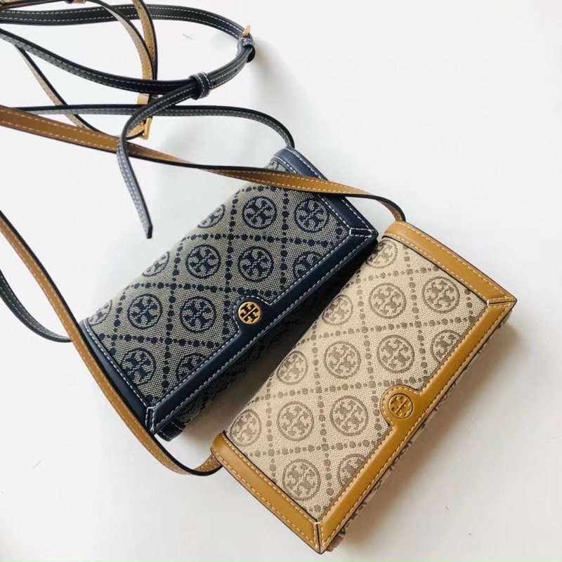 Clutch nữ siêu đẹp Tory burch, mẫu đeo chéo hoạ tiết monogram mới 2022