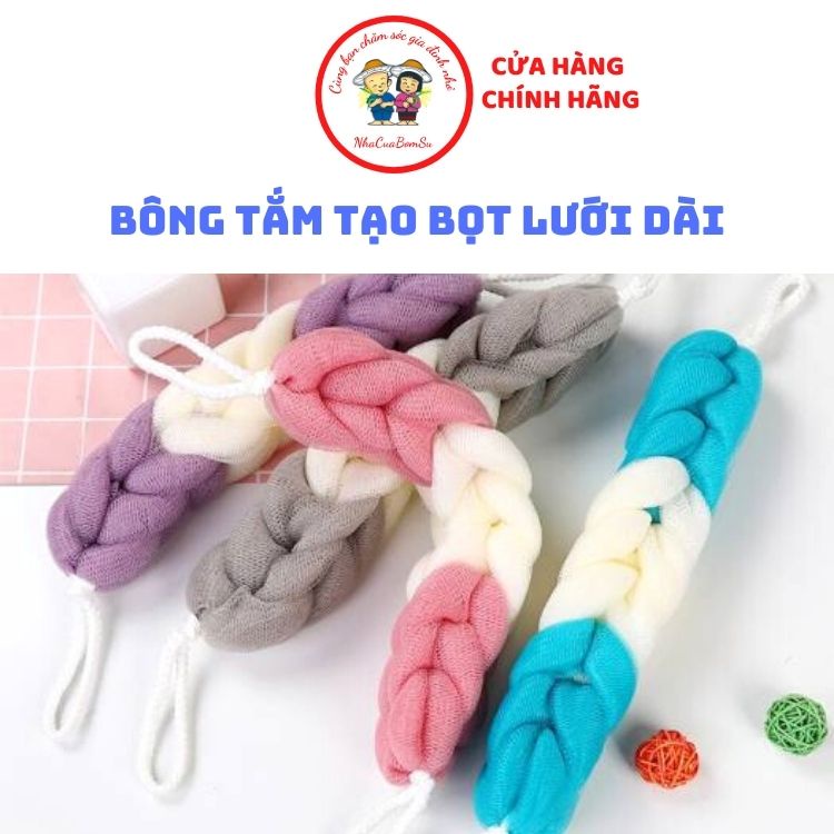 Bông Tắm Tạo Bọt Lưới Dài (Màu Ngẫu Nhiên) Cao Cấp Mềm Mại An Toàn Cho Da Nhạy Cảm Tẩy Tế Bào Chết Tái Tạo Làn Da Mới