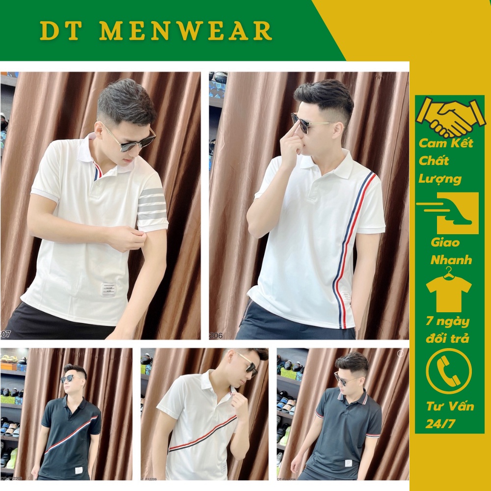 Áo Thun Cổ Bẻ Nam Nữ Cao Cấp , Áo Polo Thom 3 Sọc Tay Lỡ Chất Liệu Cotton Cá Sâu Mềm Mịn DT STORE Menwear
