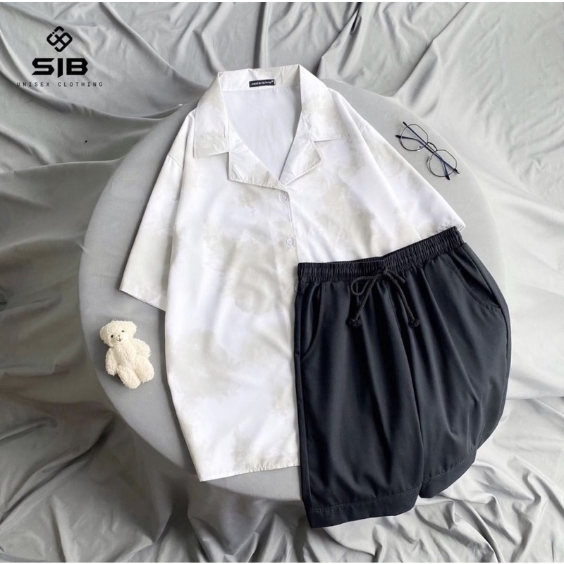 Áo sơ mi unisex SIB Clothing sơ mi loang form rộng SIB018