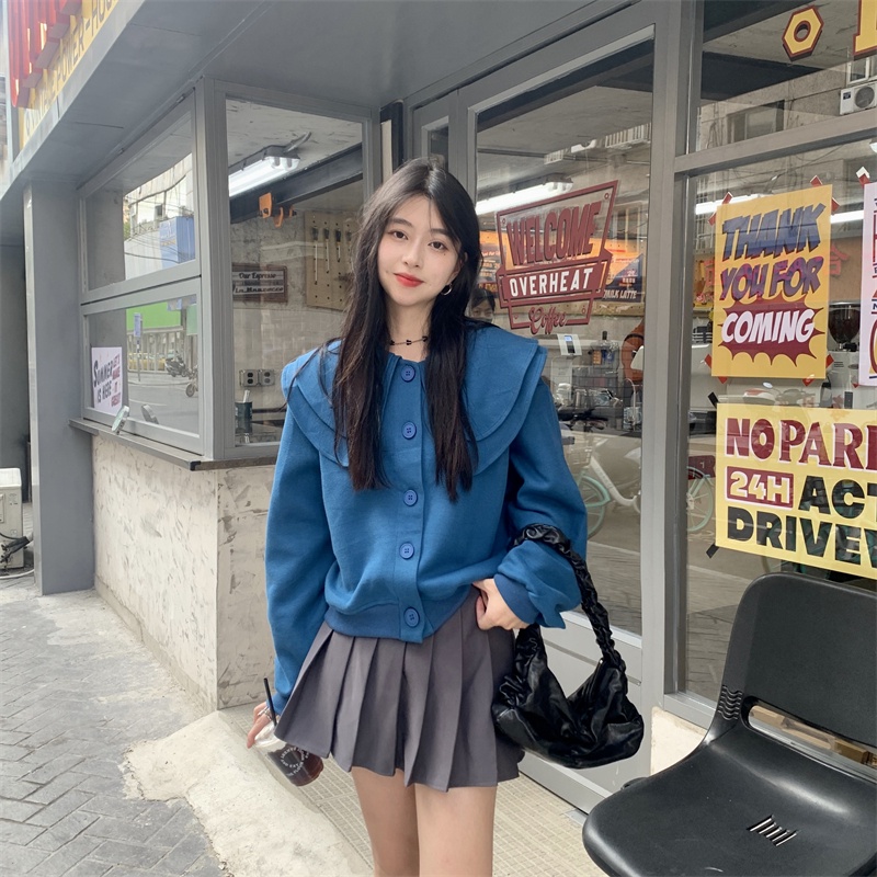 Áo khoác cardigan ZHELIHANGFEI tay dài cổ búp bê eo cao phong cách Nhật Bản ngọt ngào cho nữ