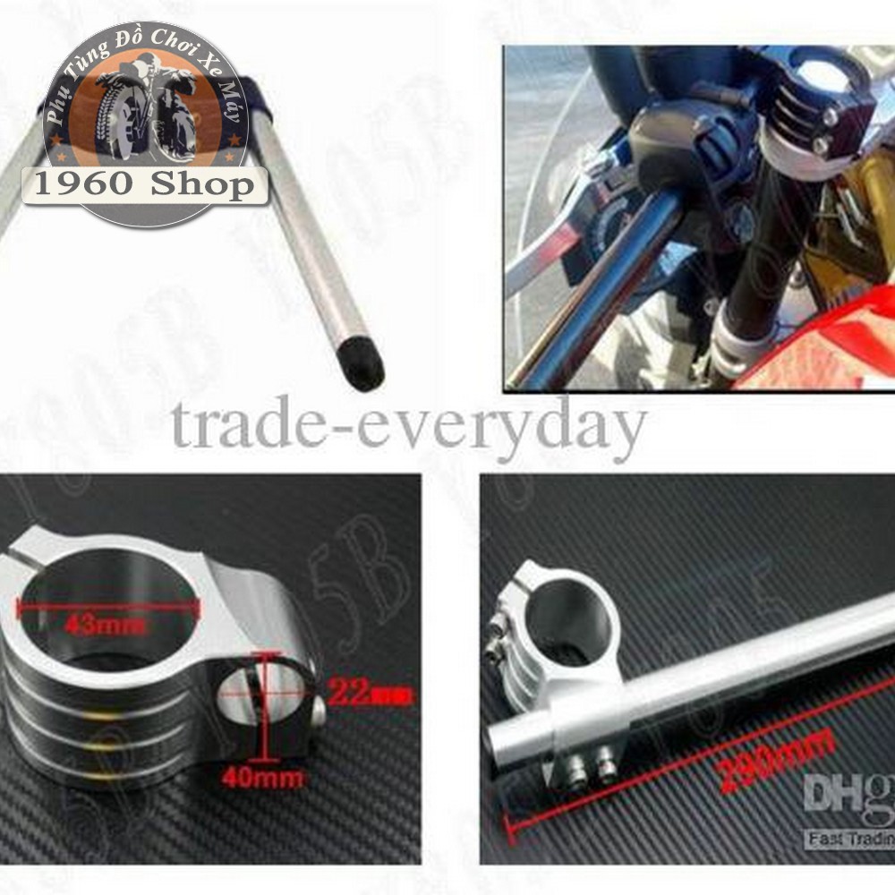 Ghi đông clip on Cafe racer nhôm cnc kích thước cho phuộc 45mm Phù hợp độ Cafe Racer Tracker Win CD 67 Dream CUB