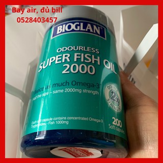 [Đủ bill, date T5/2023] Siêu dầu cá không mùi Bioglan Super Fish Oil 2000mg 200 viên của Úc