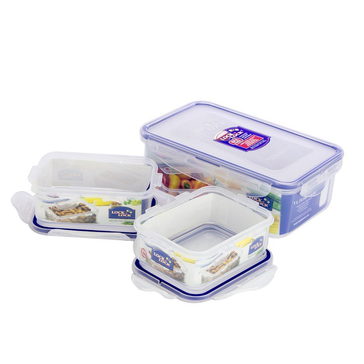 Bộ 3 hộp nhựa đựng thực phẩm Lock&Lock HPL806S3 (2 hộp 350ml, 1 hộp 1 lít) - Hàng chính hãng, nhựa PP, kín hơi