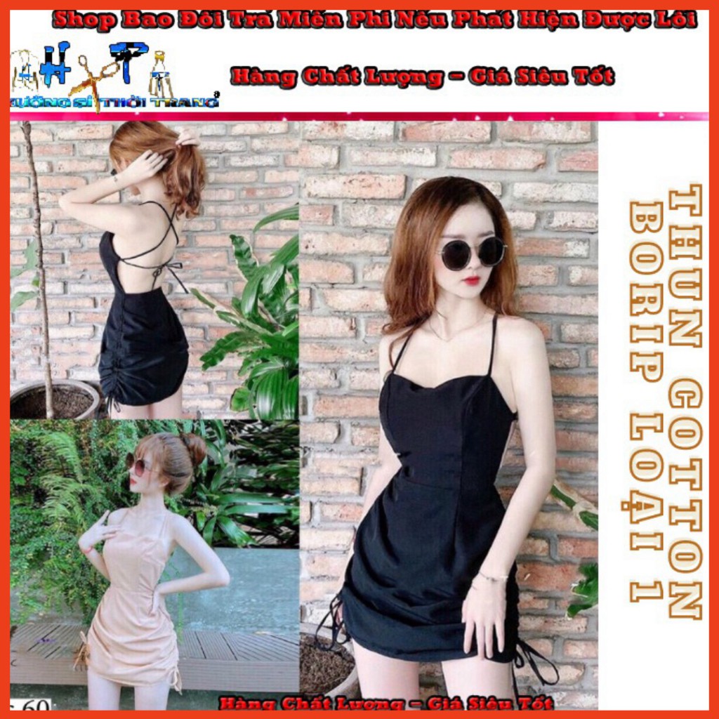 Đầm 2 dây ôm body đan lưng rút eo mẫu mới thời trang 2020 [GIÁ SỈ]