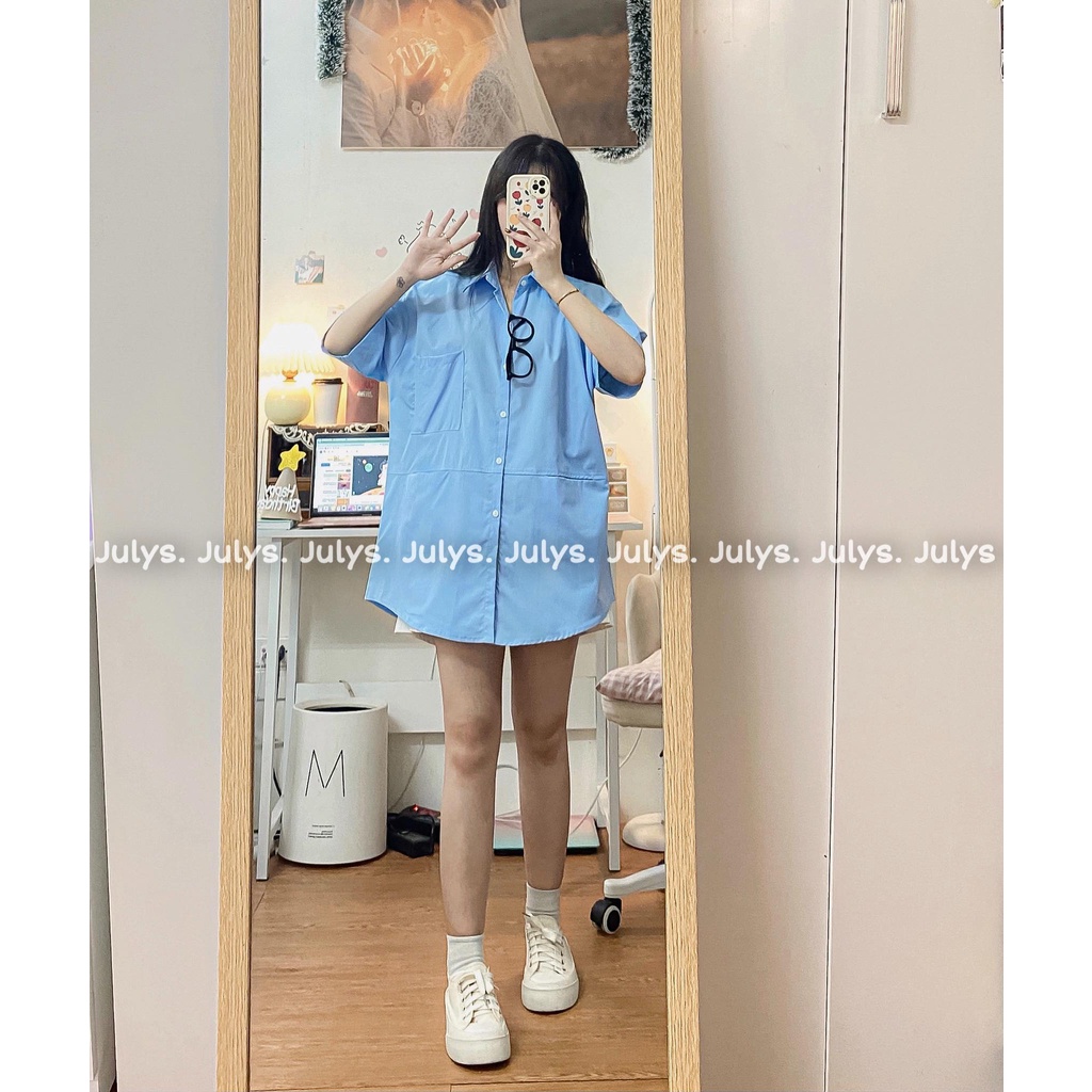 Áo sơ mi túi hộp ulzzang logo chữ (ảnh thật kèm video)