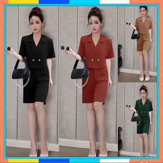 Set áo vest croptop mix quần ngố lửng xinh TJ1151