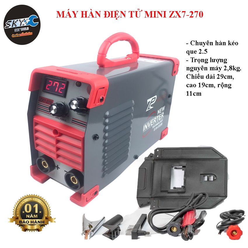 Máy hàn điện tử, máy hàn mini, máy hàn dùng gia đình công nghệ inverter ZX7-270, bảo hành 12 tháng