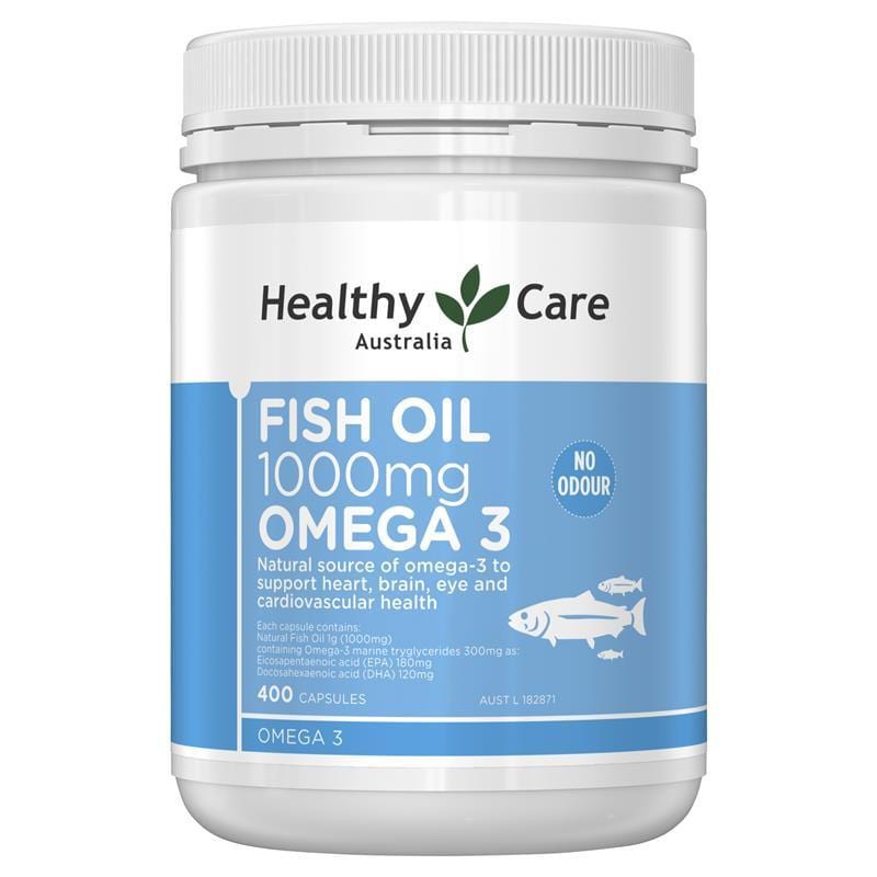 [Tem CHEMIST] Viên uống Dầu cá tự nhiên Fish Oil Healthy Care Omega-3 1000mg 400 viên của Úc