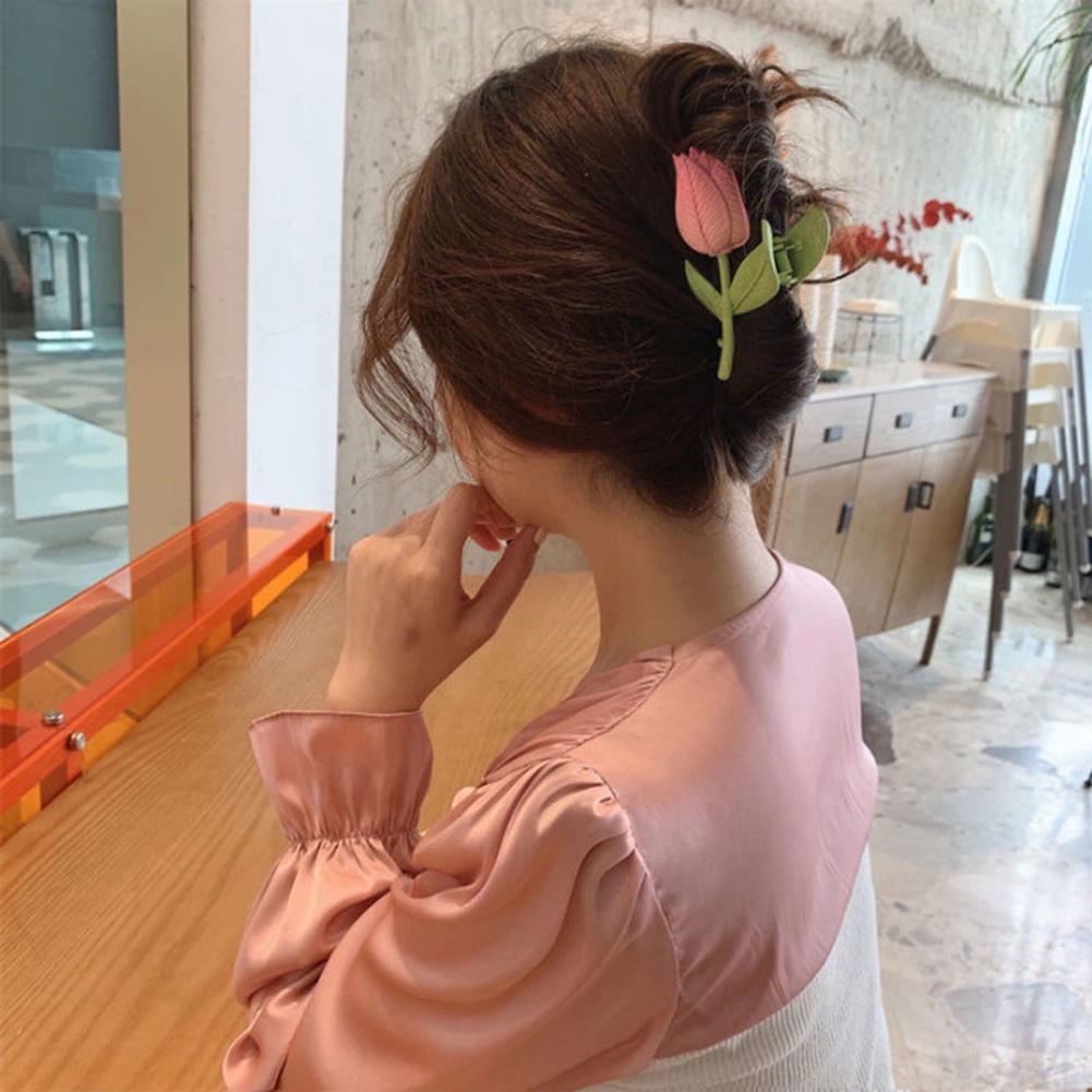Hoa Tulip Tóc Móng Vuốt Kẹp Tóc Hoa Cho Nữ Cá Mập Kẹp Mũ Đội Đầu Trang Điểm Tắm Phụ Kiện Tóc