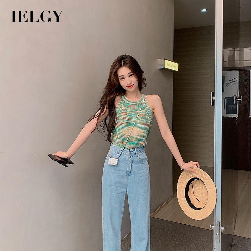 Áo kiểu IELGY ôm dáng thoáng khí cổ yếm kiểu retro cho nữ