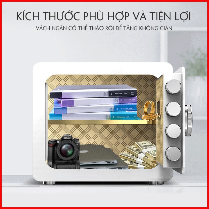 Két sắt Mini với 3 lớp bảo mật cao cấp, Két sắt khách sạn khóa chìa và khóa điện tử an toàn chống cháy nổ