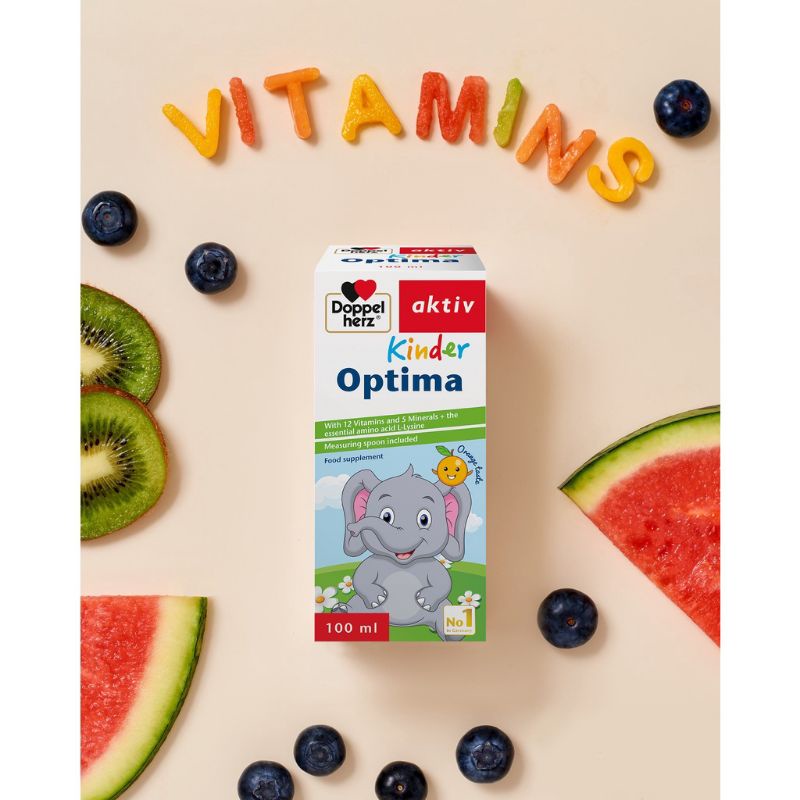 Doppelherz Aktiv Kinder Optima - Bổ sung các vitamin và khoáng chất giúp trẻ ăn ngon, hấp thu tốt  (Chai 100ml)