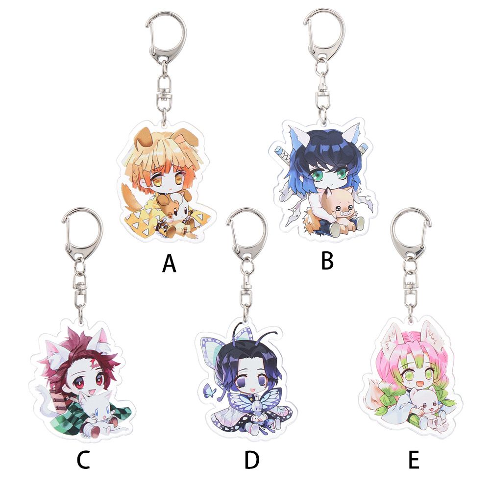 Móc khóa bằng acrylic hình Shinobu Tengen Mitsuri Nezuko Genya Shinjurou Tanjiro Kimetsu No Yaiba Muichir