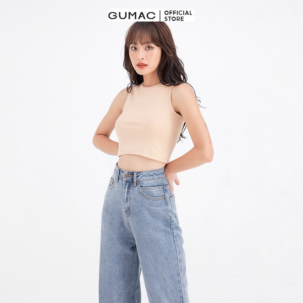 [Mã WABRGUM giảm 10% tối đa 30K đơn 99K] Quần jeans nữ ống rộng GUMAC QJB681