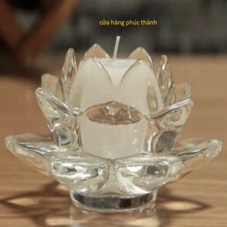 đế sen nở cắm nến thủy tinh