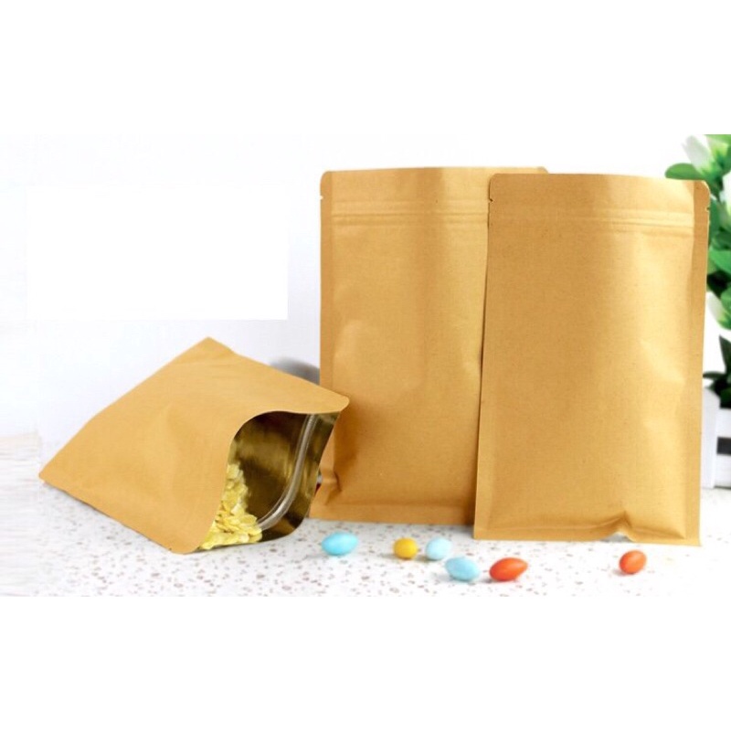 Túi zíp giấy kraft 3 biên