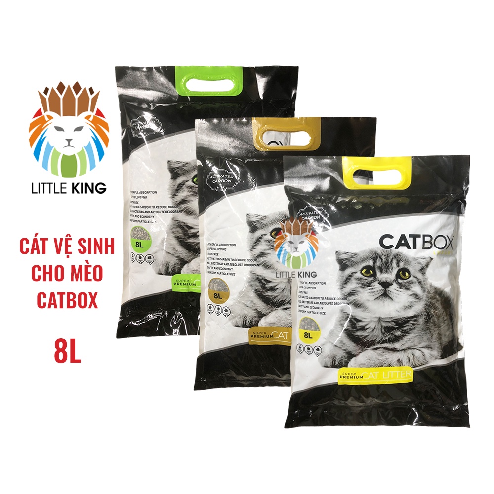 Cát vệ sinh cho mèo Catbox 8L, cát vệ sinh than hoạt tính carbon siêu thấm hút và khử mùi Little King pet shop