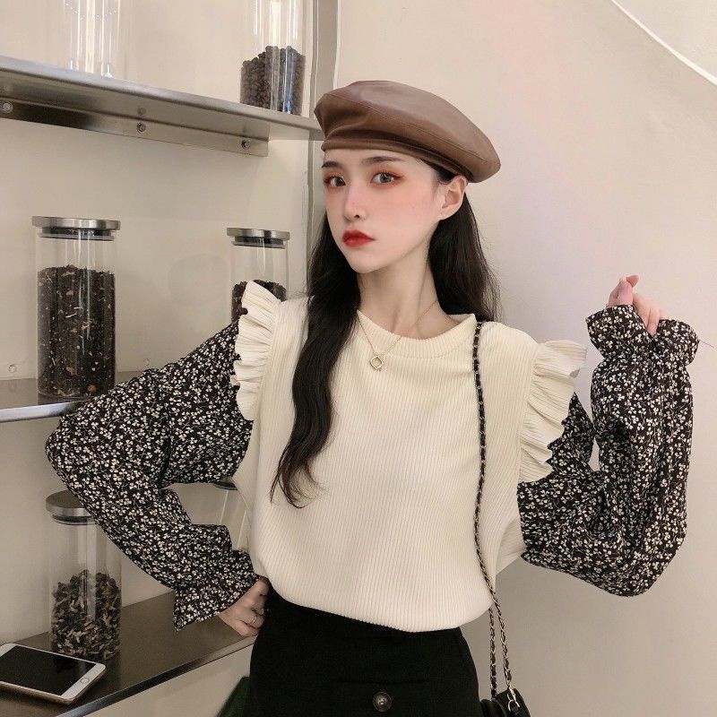 Áo Sweater tay dài giả nhiều lớp thiết kế ngọt ngào cho nữ