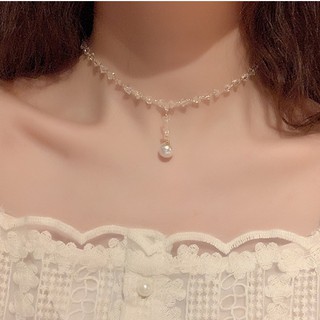 Vòng Cổ Choker Ngắn Đính Đá Thiết Kế Bất Đối Xứng Cho Nữ