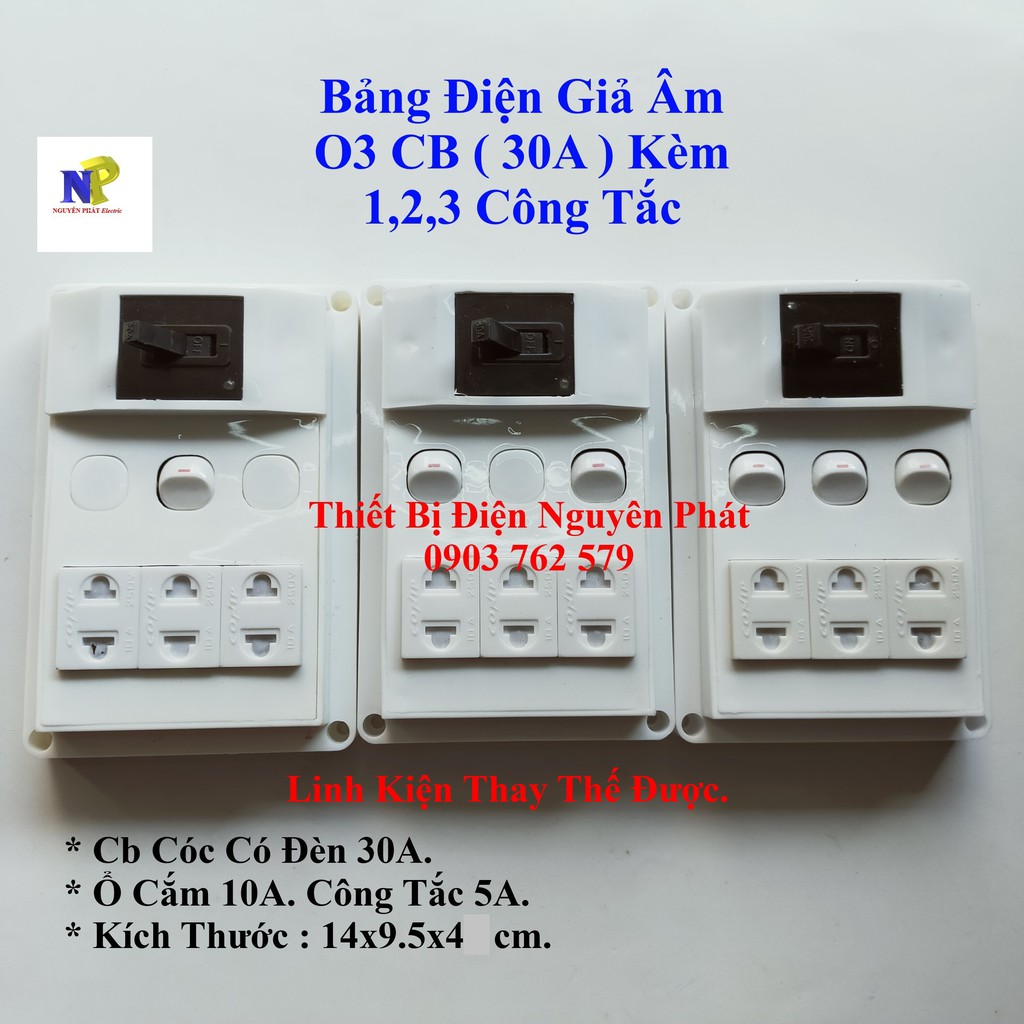 [CONIP] Bảng Điện (Taplo) Giả Âm O3 CB + 1CT/2CT/3CT