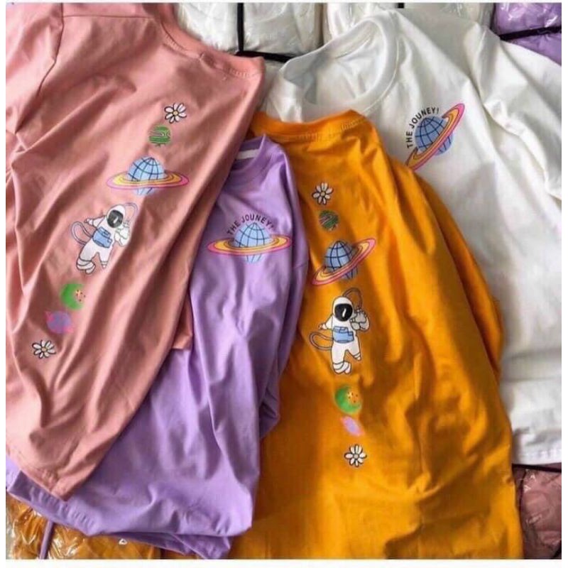 Áo thun cặp unisex form rộng tay lỡ cá tính nhiều màu nam nữ đều mặc được