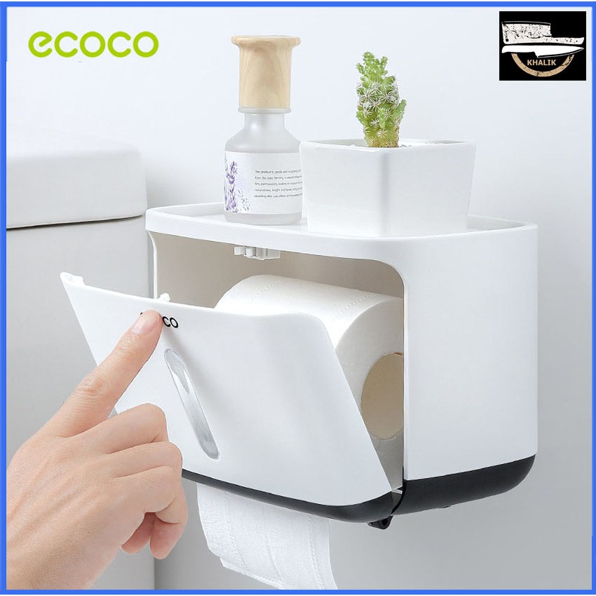 Kệ đựng đồ nhà tắm kiêm hộp giấy vệ sinh đa năng treo tường Ecoco-E1807